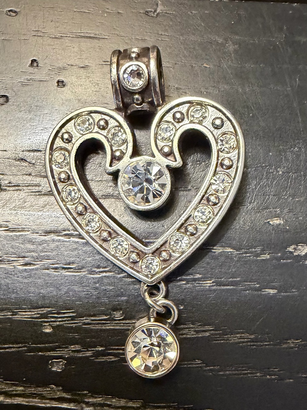 Brighton Silver-Tone Crystal Heart Pendant Necklace